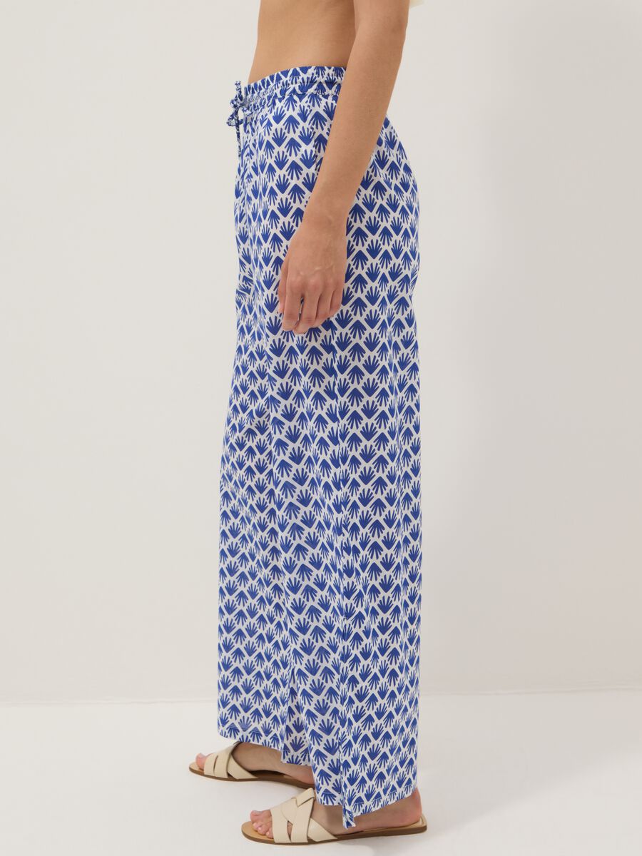 Lange, mehrfarbige Hose aus reiner Baumwolle mit Blumenmuster_3