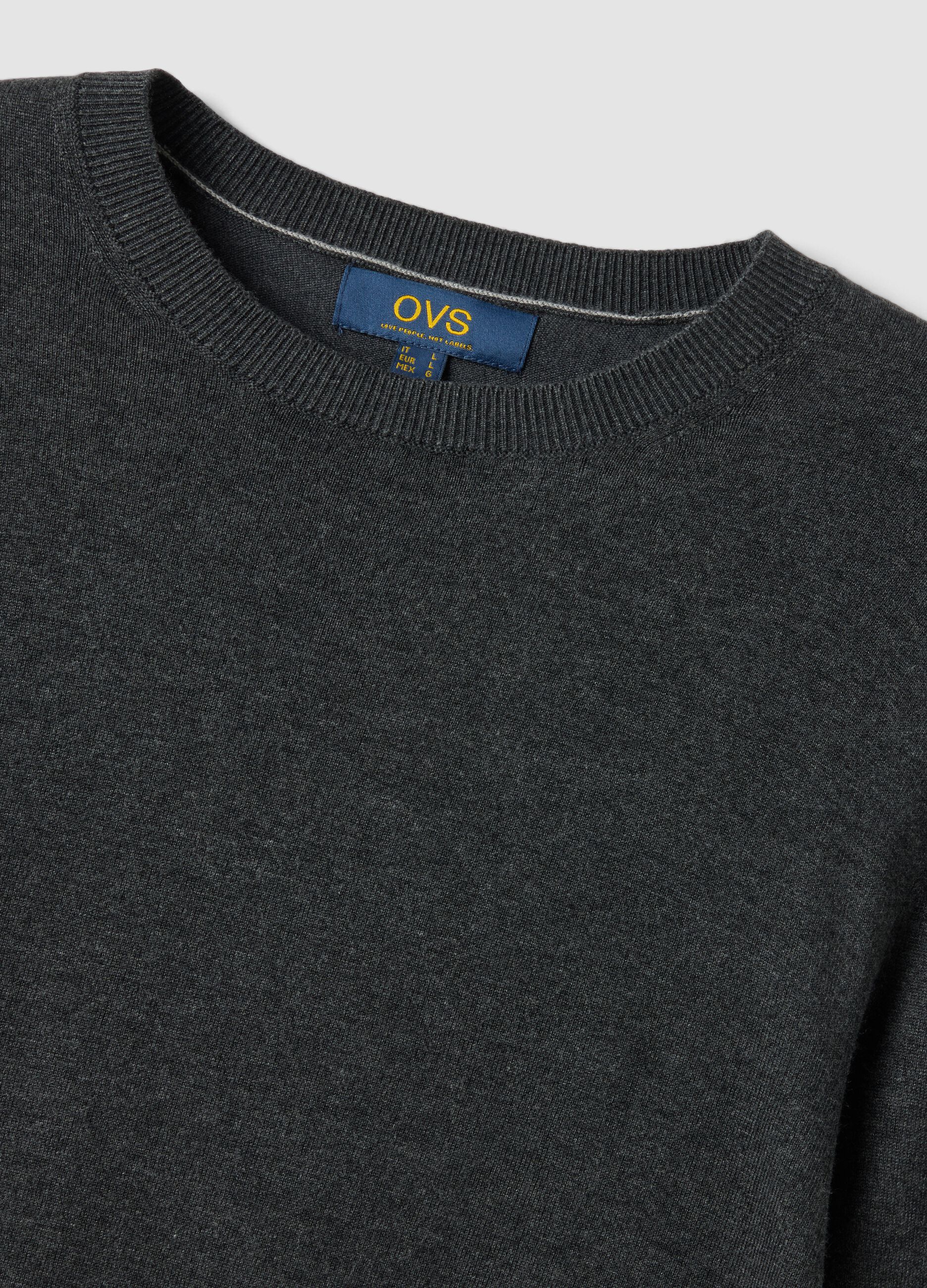 Grey crew-neck viscose-blend jumper, regular fit
