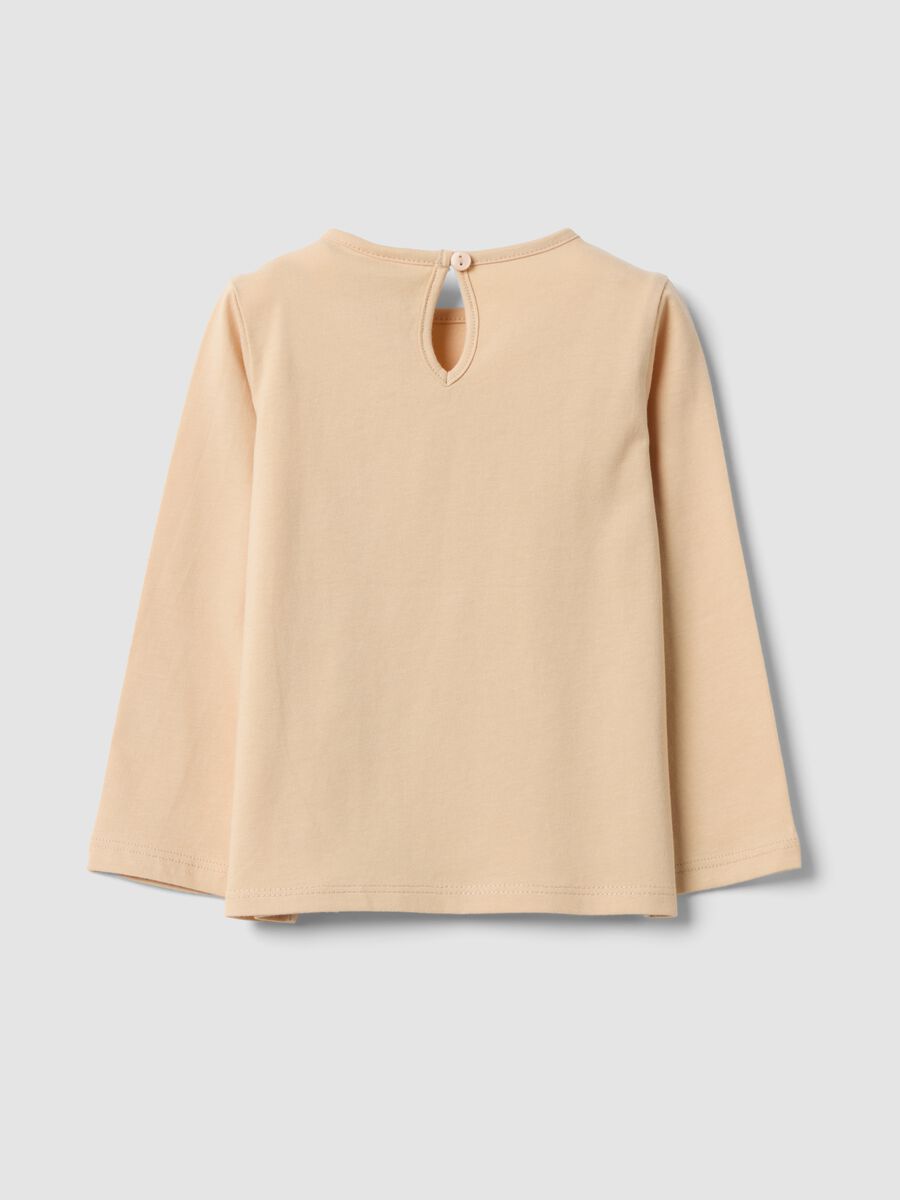Maglietta beige in puro cotone organico con stampa orsetti per bimba_1