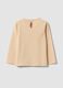 Maglietta beige in puro cotone organico con stampa orsetti per bimba_1