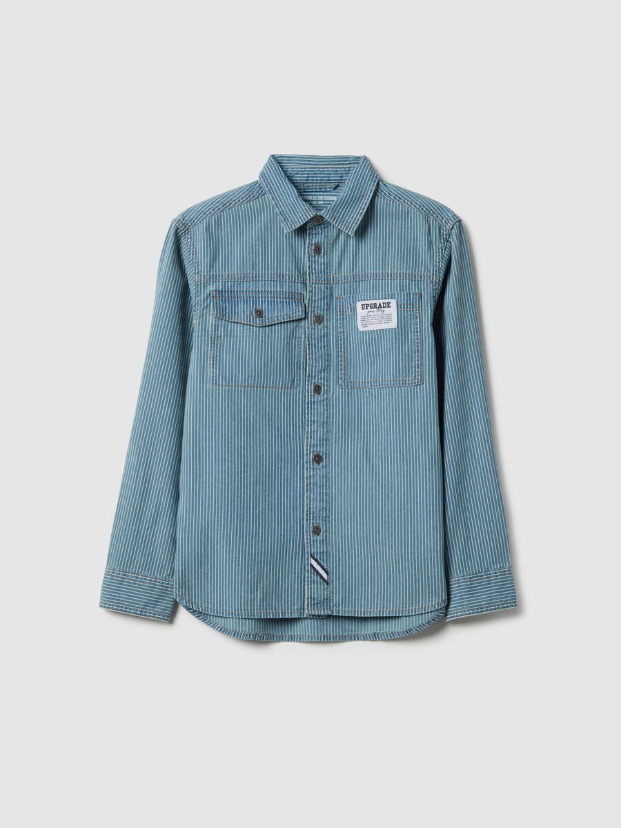 Light blue pure cotton shirt with oversized fit for boys_3