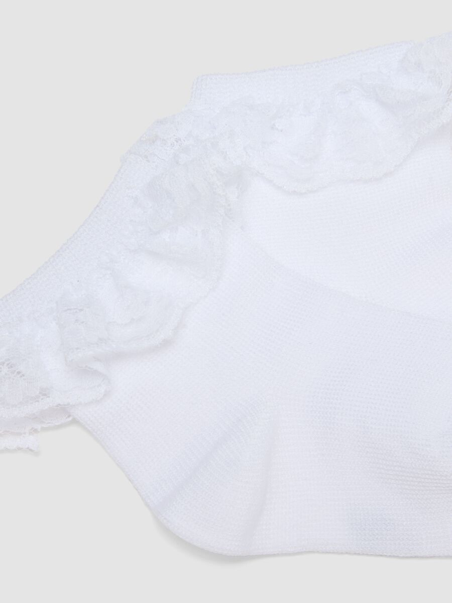 Pack duplo de meias curtas brancas em algod&atilde;o el&aacute;stico para beb&eacute;_2