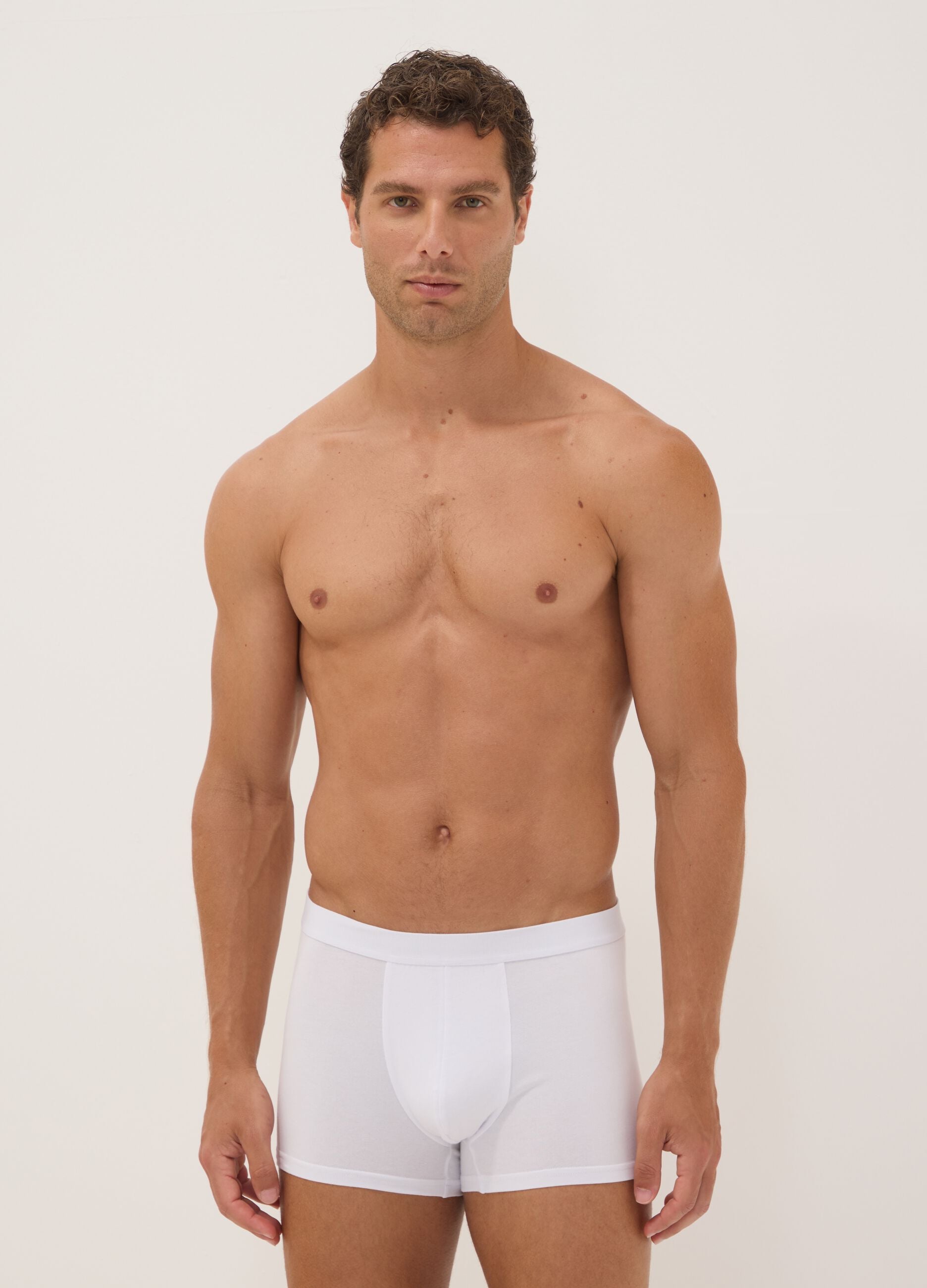 5er-Pack wei&szlig;e Boxershorts aus elastischer Bio-Baumwolle