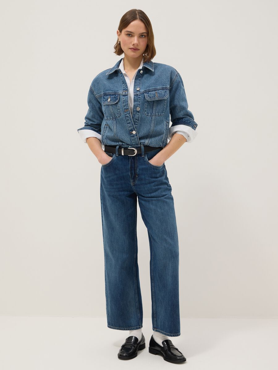 Blue regular fit pure cotton denim jacket_2