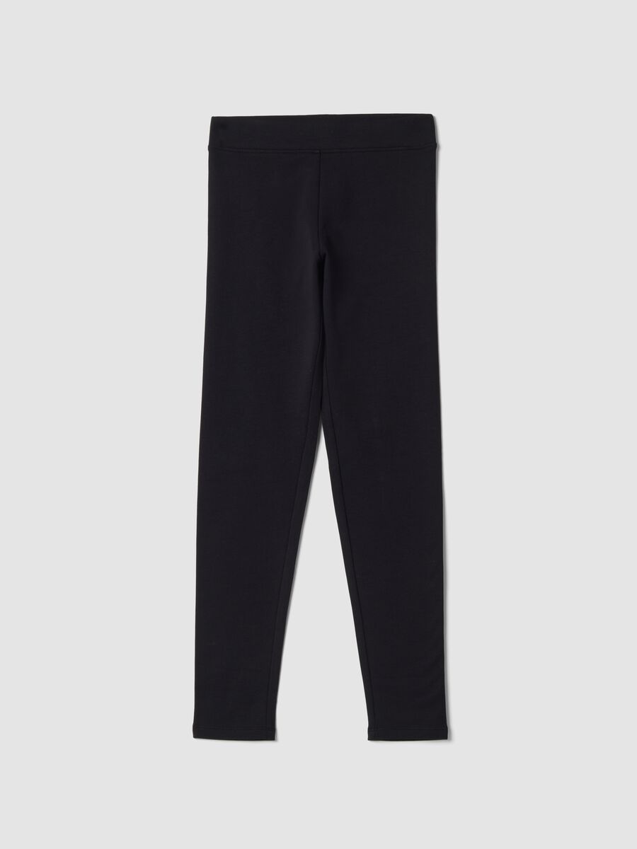 Black skinny-fit stretch cotton leggings_0