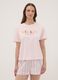 Pink organic cotton pyjama T-shirt with Mickey Mouse slogan_0