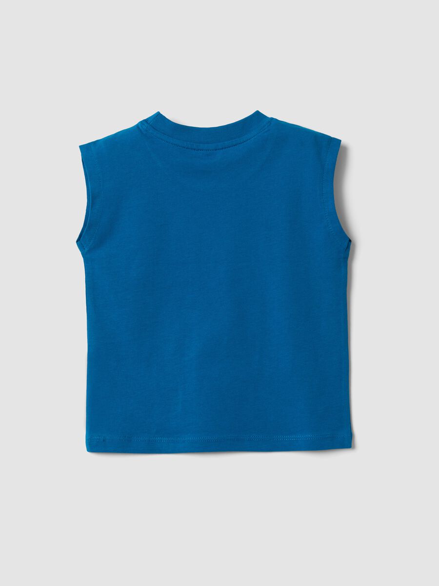 Blue organic cotton vest top with print_1