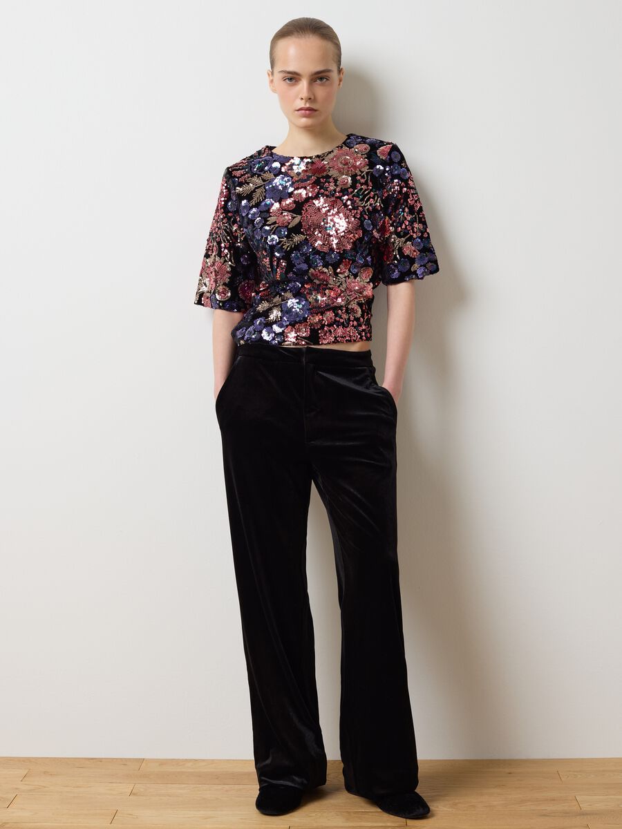Multicoloured floral top regular fit with sequins_2