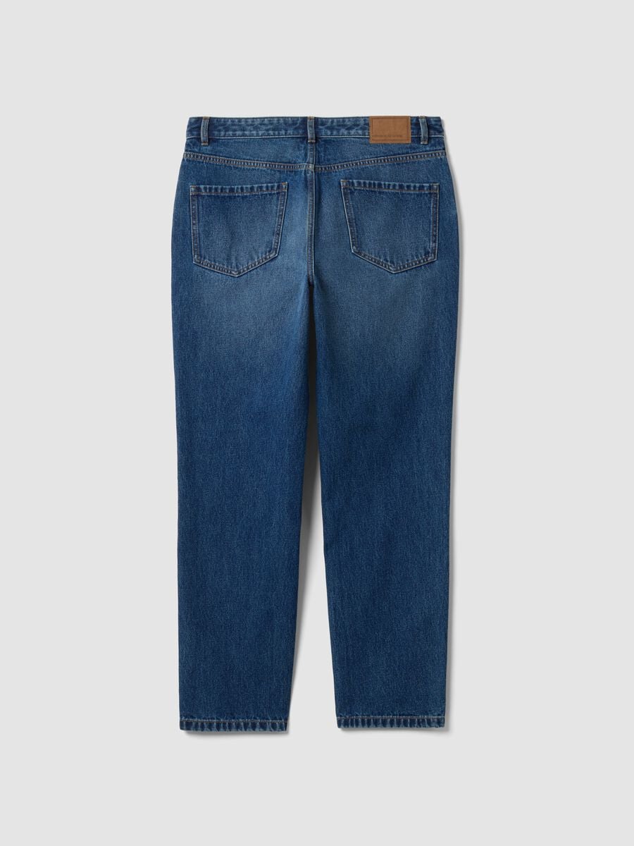 Regular tapered pure cotton denim jeans_1