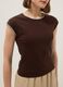 Brown stretch cotton regular fit t-shirt with stitching_3