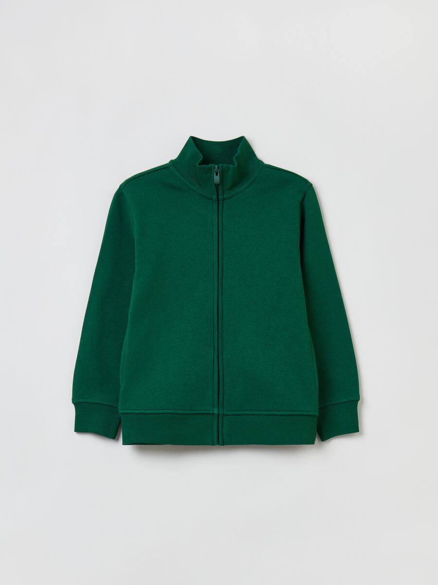 Full-zip sweatshirt in cotton with high neck_0