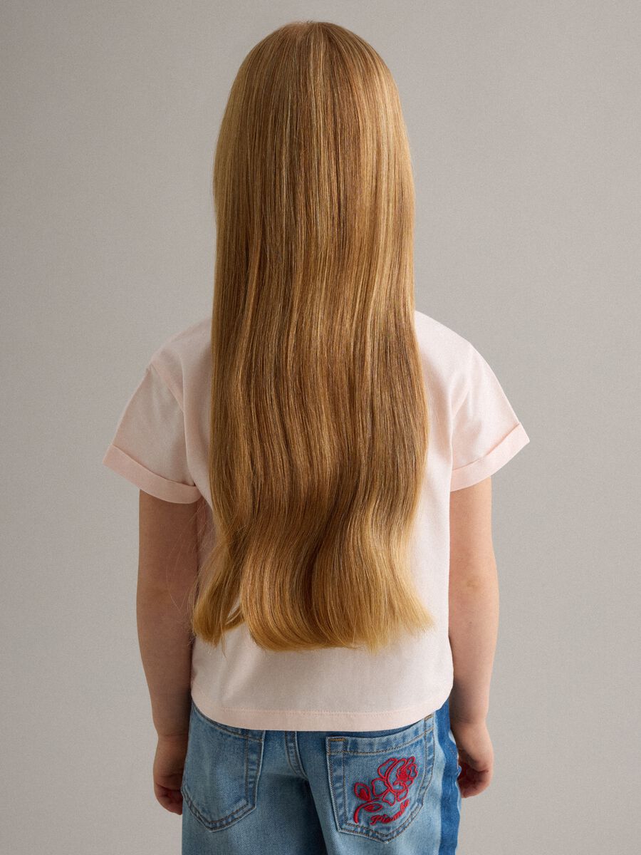 M&auml;dchen T-Shirt aus rosa Baumwollmischung, regul&auml;re Passform mit Blumenstickerei_1