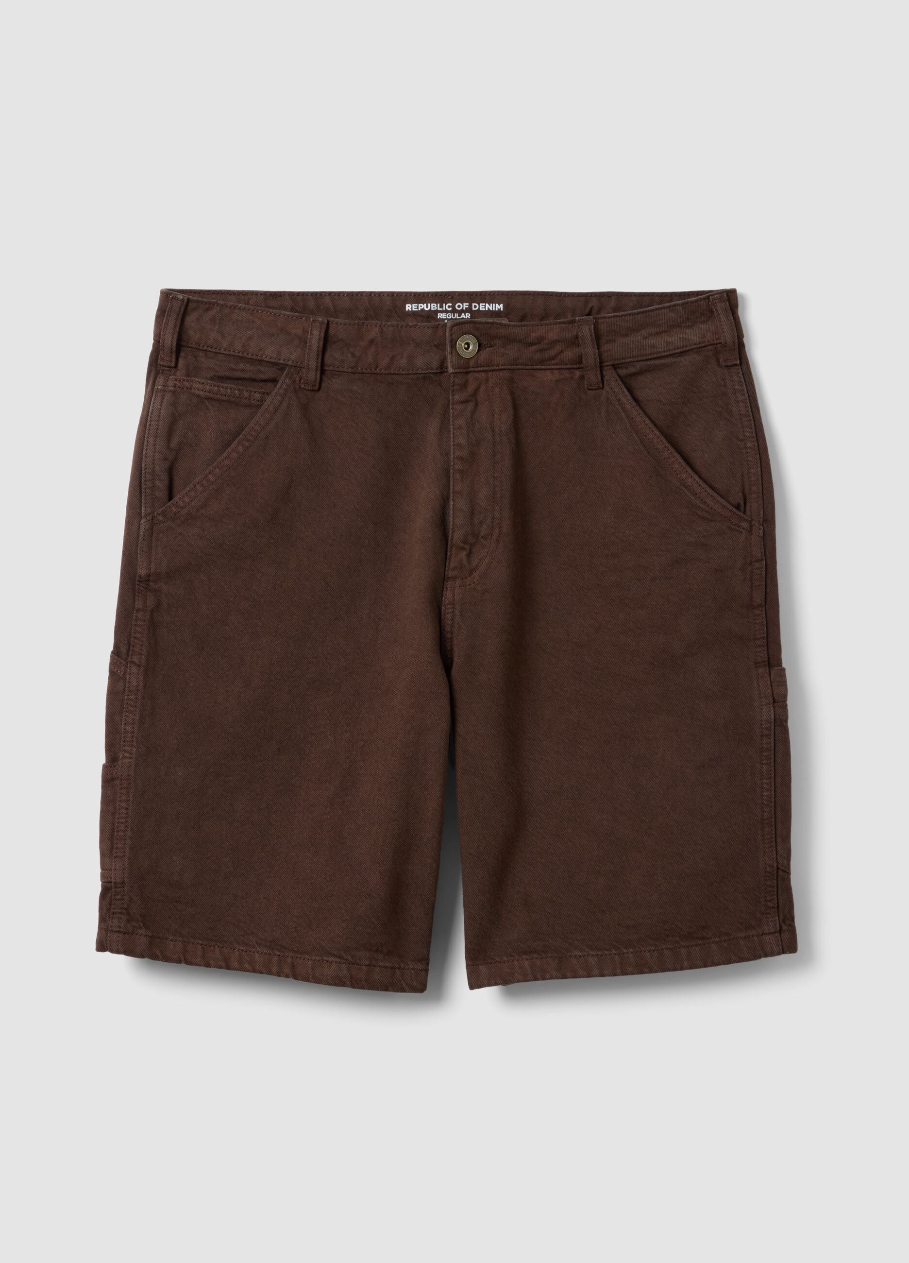 Braune Bermuda-Shorts aus reiner Baumwolle