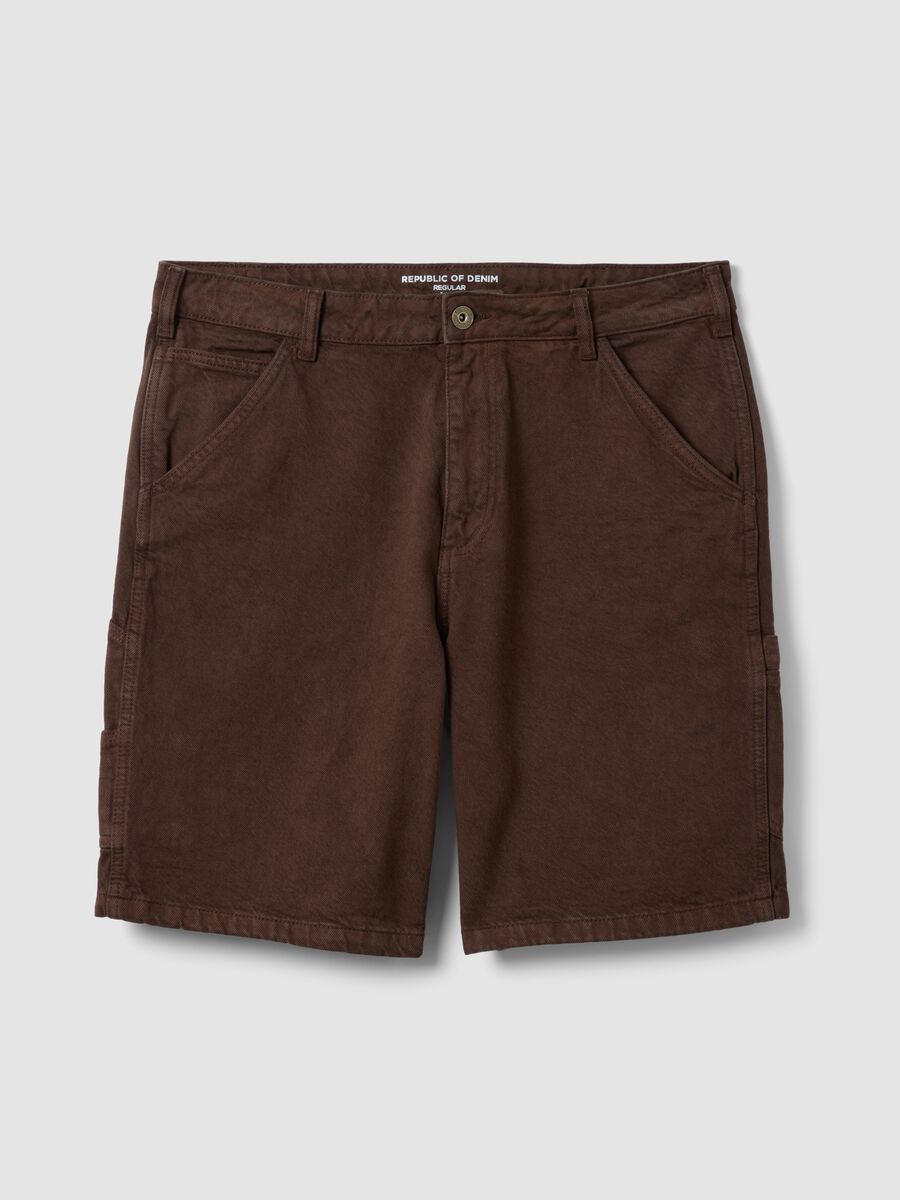 Braune Bermuda-Shorts aus reiner Baumwolle_4
