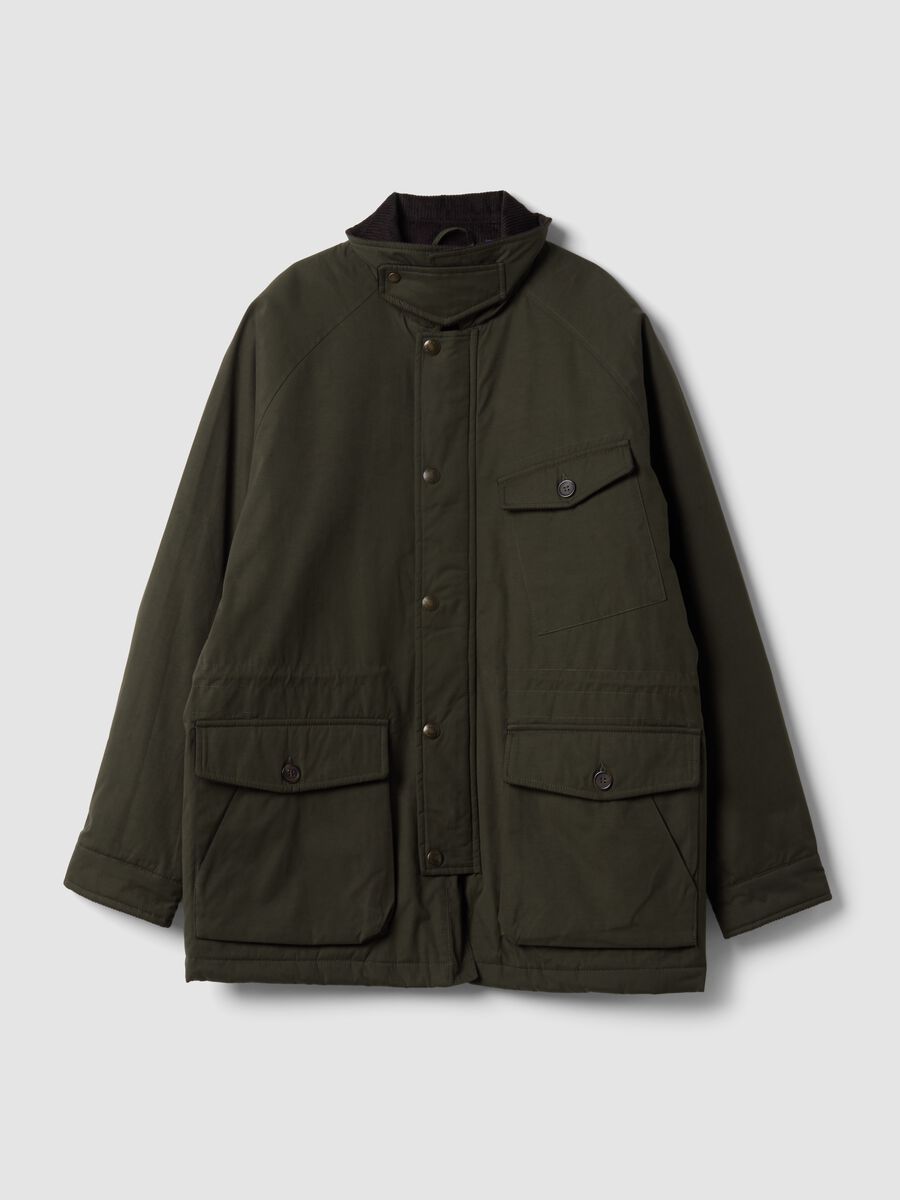 Green regular-fit jacket with zip and ribbed collar_0