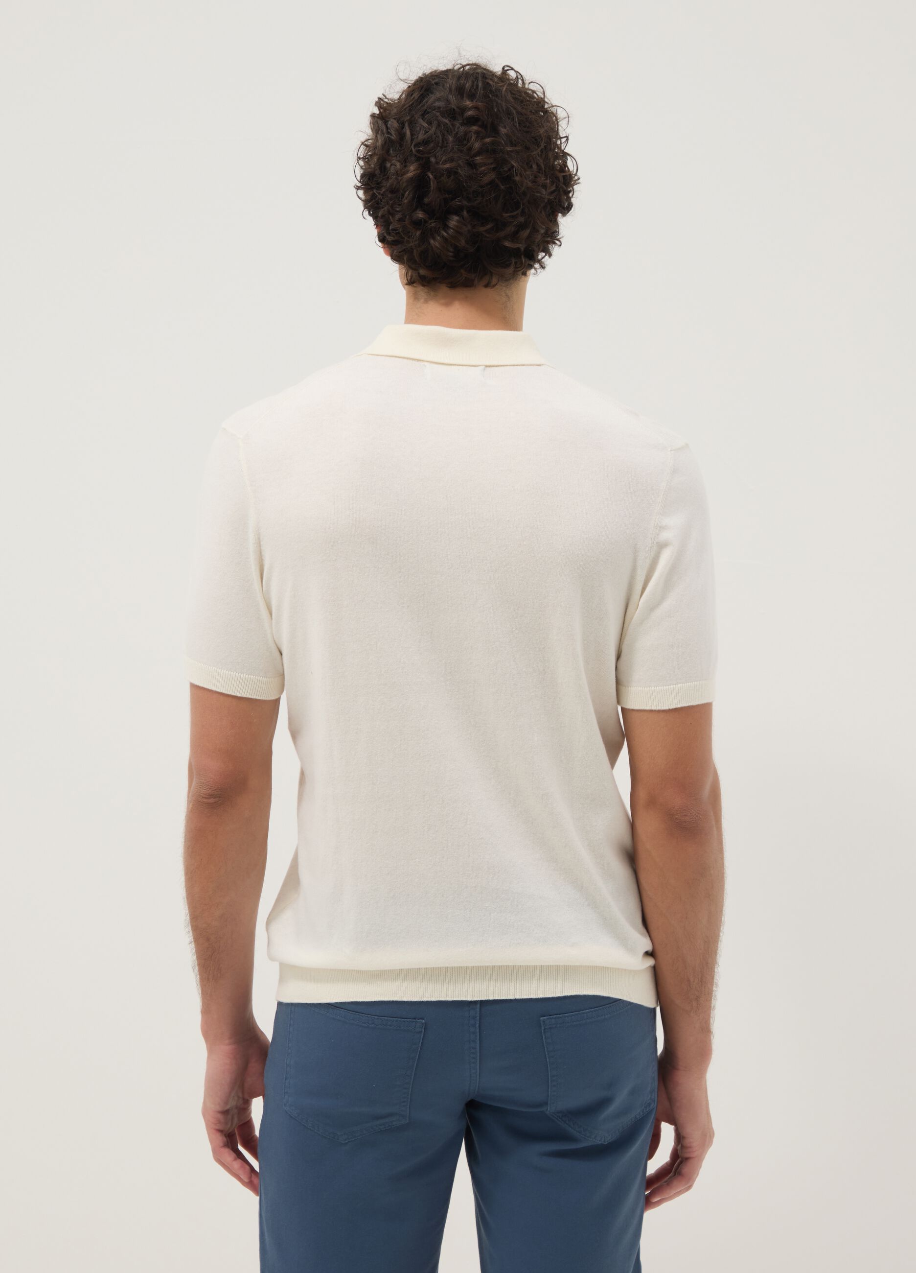 Polo blanca de algod&oacute;n puro corte regular