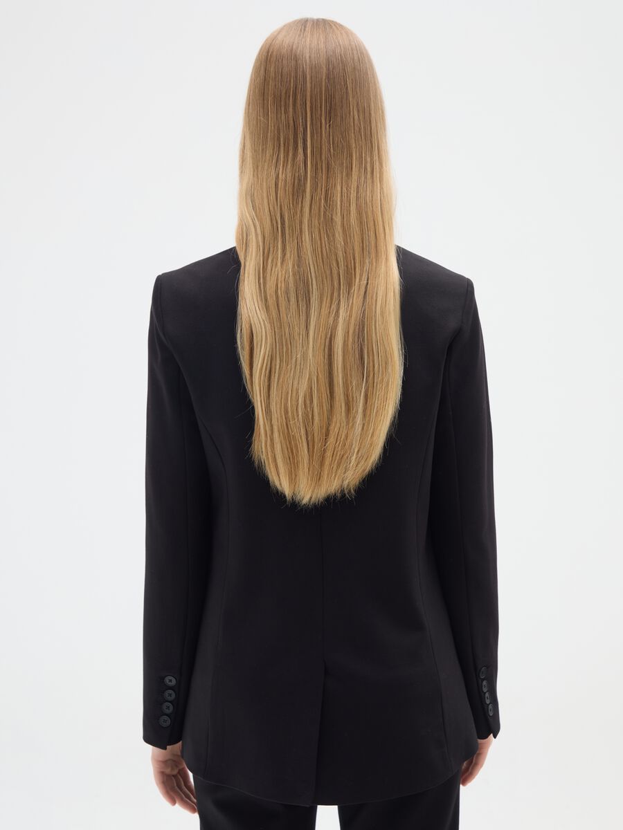 Black stretch fabric blazer regular fit_2