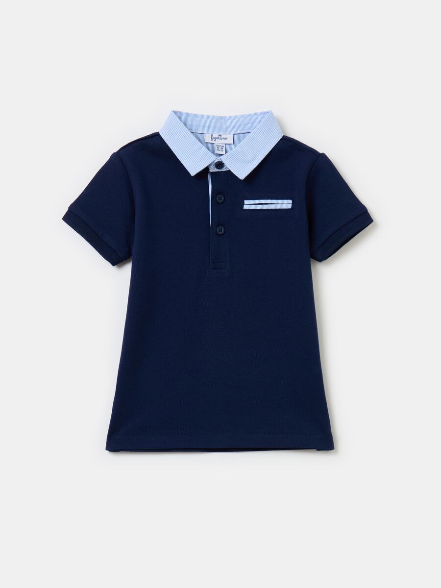 Piquet polo shirt with striped details_0