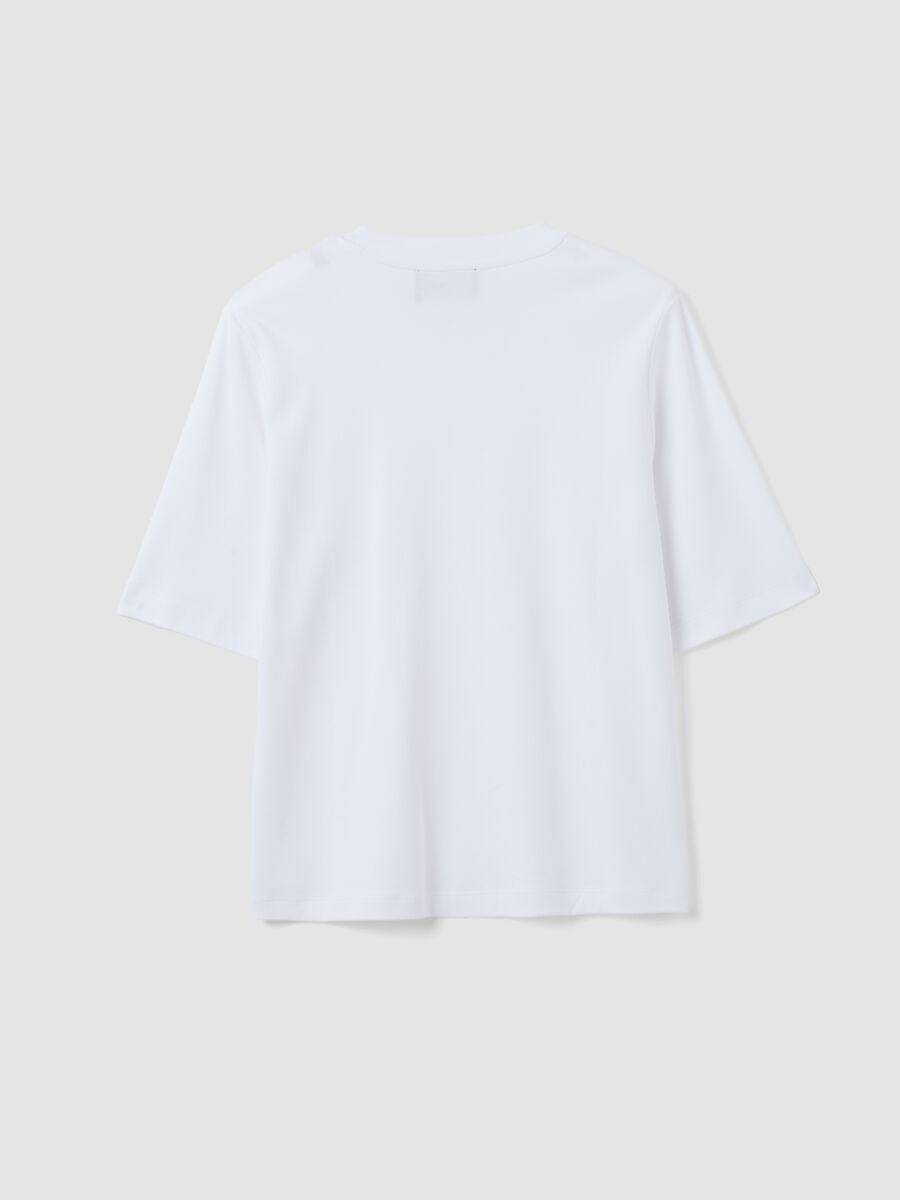 T-shirt boxy fit bianca in misto cotone e viscosa_1