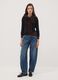T-shirt nera in viscosa elasticizzata con girocollo slim fit_1