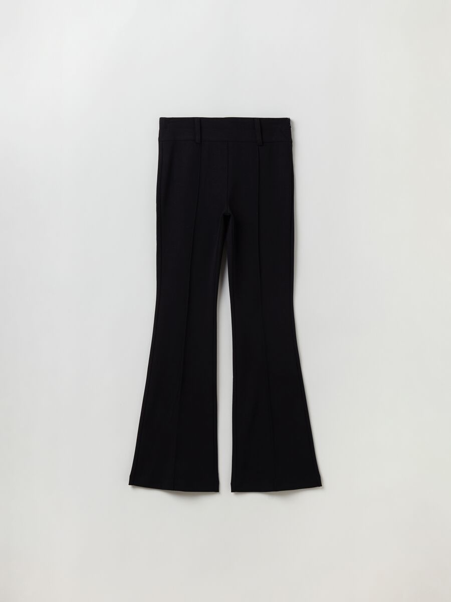 Flare-fit trousers with raised stitching_0