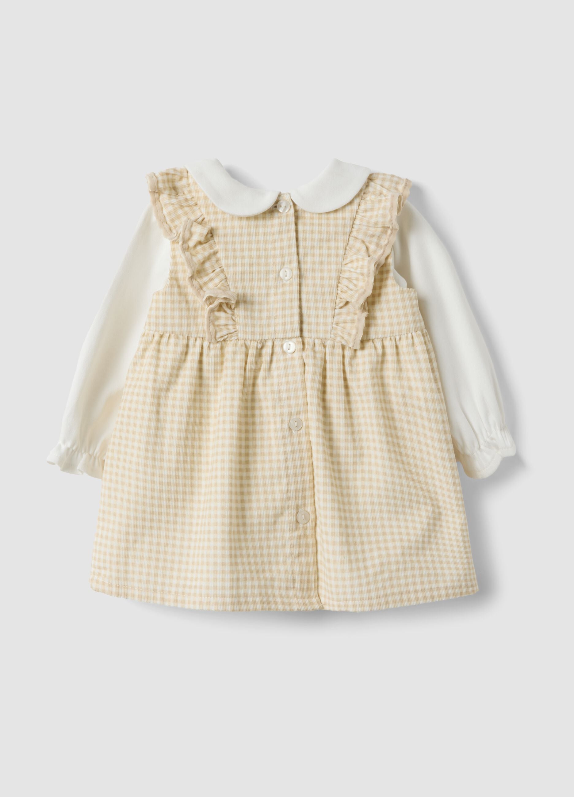 Yellow and white set in pure organic cotton for baby girl