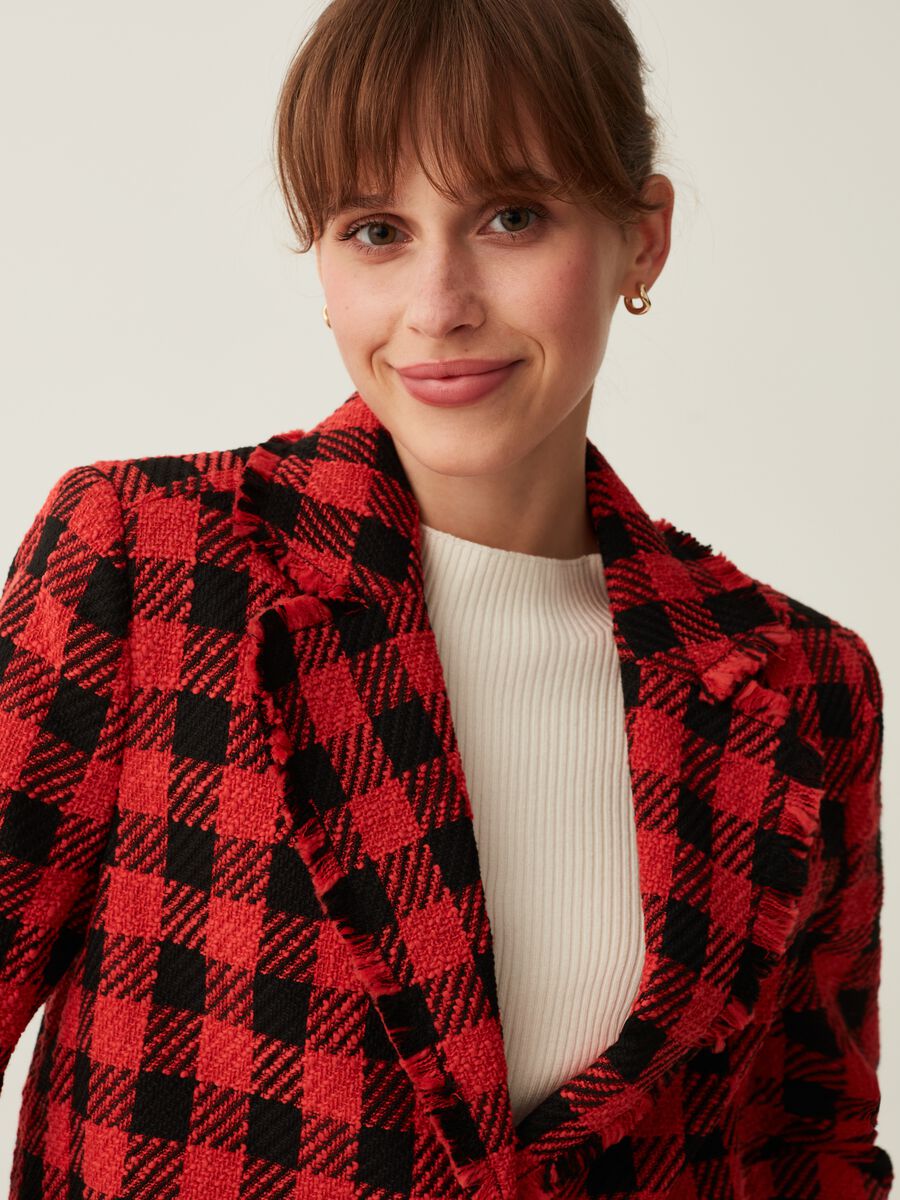Tweed-effect blazer with check pattern._1