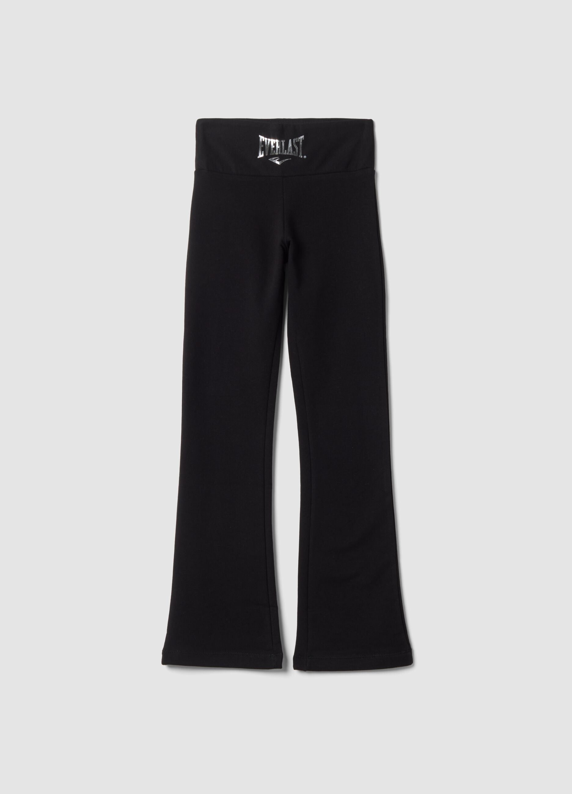 Black stretch cotton flare-leg leggings