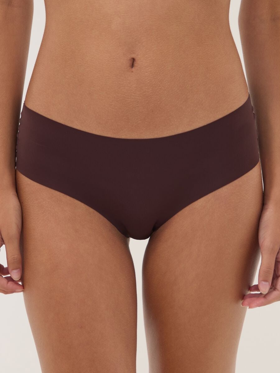 Cueca hipster castanha em microfibra el&aacute;stica com cintura regular_1