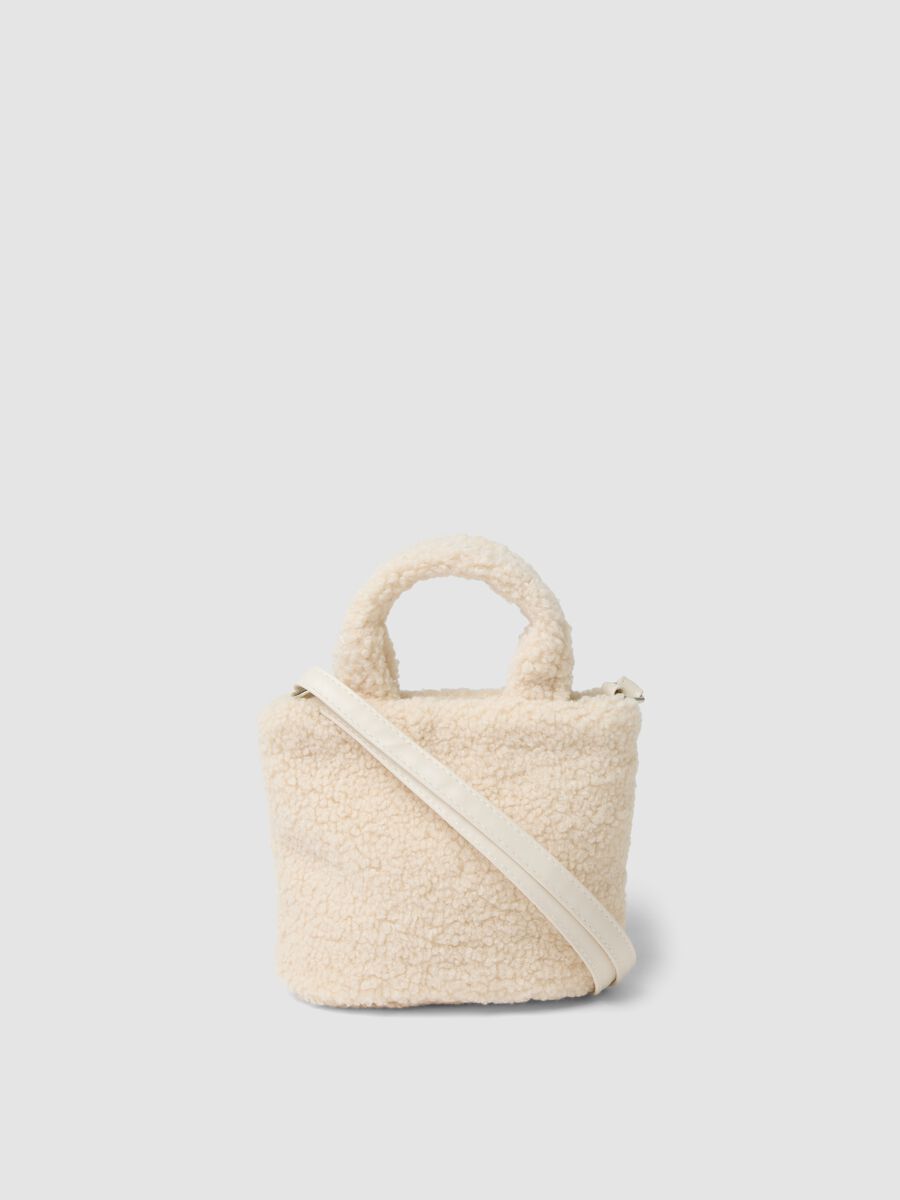Beige teddy-effect bag with teddy bear applique_2
