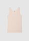 Beige regular fit stretch cotton vest with lace trim_4