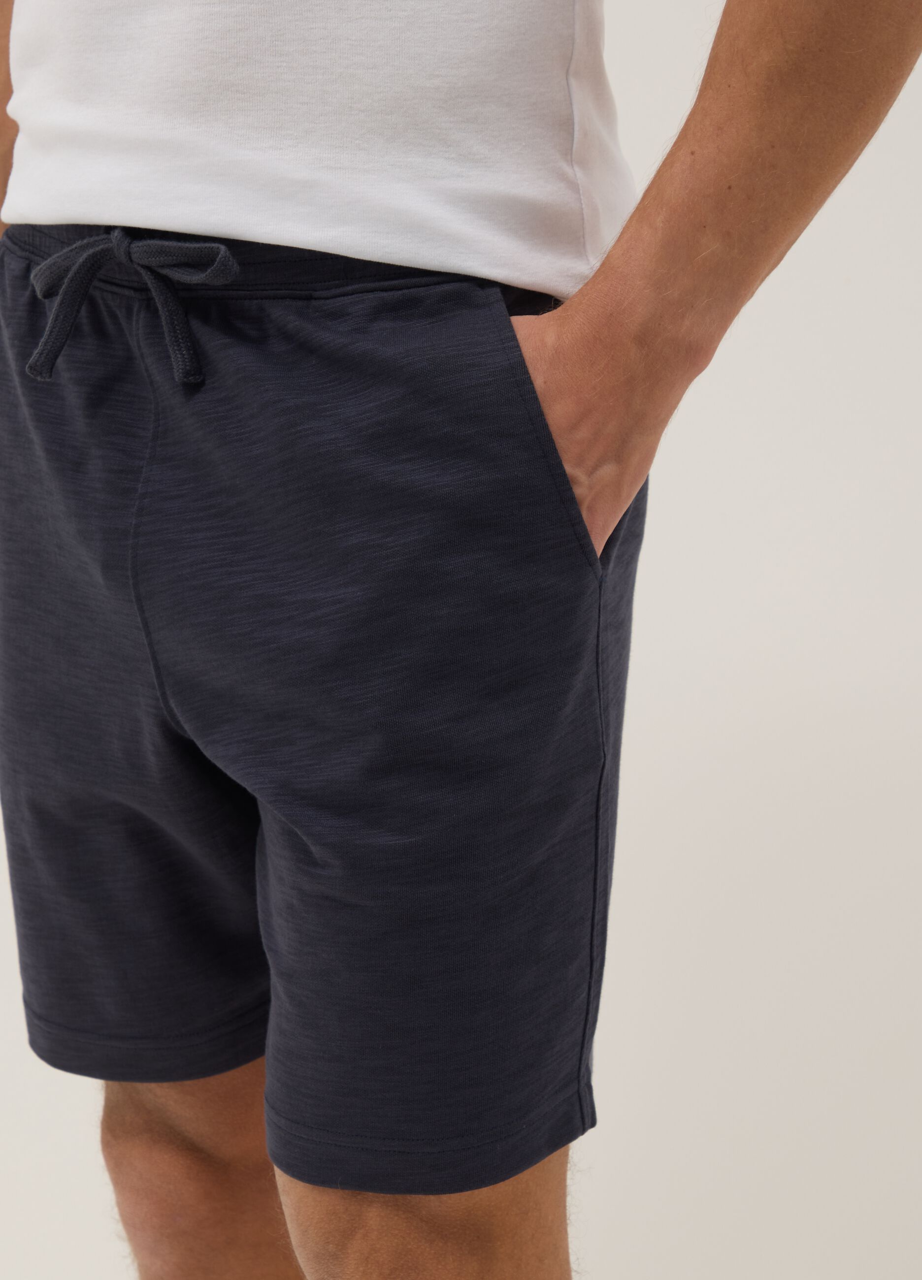 Grey cotton-blend pyjama shorts, regular fit