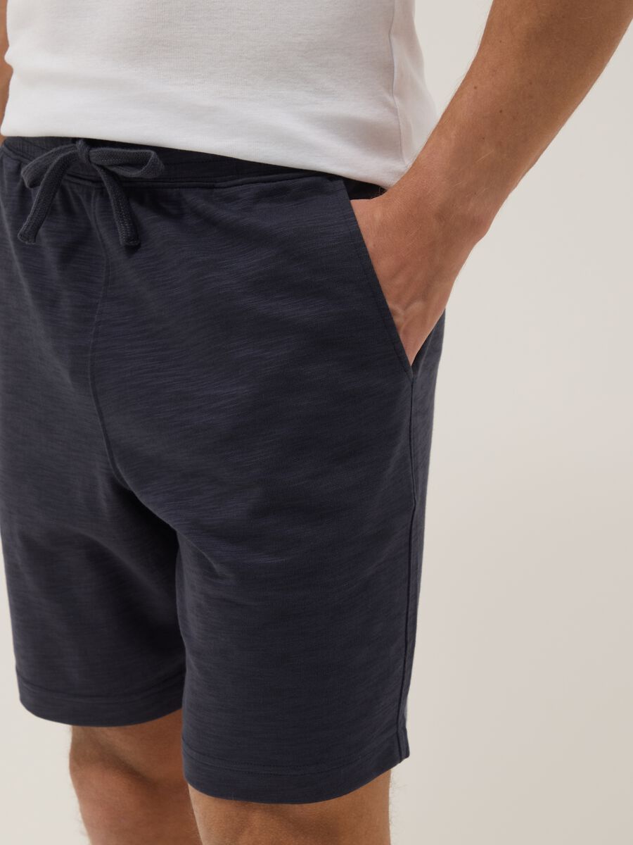 Grey cotton-blend pyjama shorts, regular fit_3