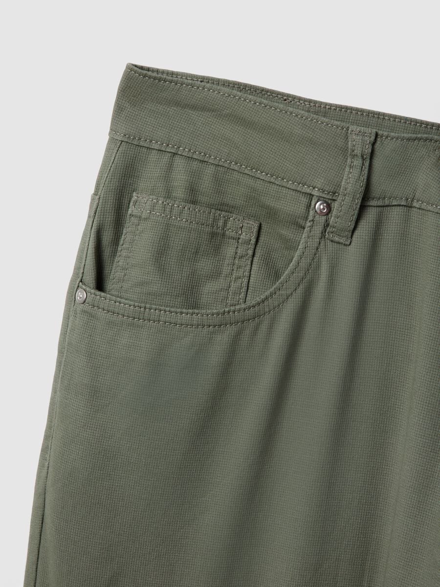 Regular fit green stretch cotton trousers_5
