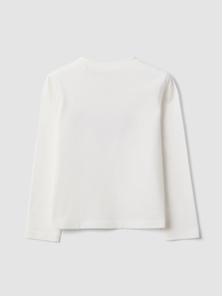 White pure organic cotton T-shirt with heart and wings print for girls_1