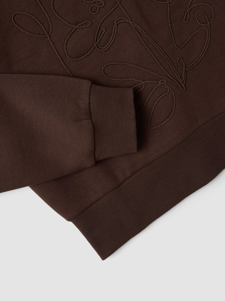 Brown cotton-blend crew-neck sweatshirt, regular fit_5