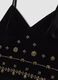 Black fitted stretch-fabric top with thin straps_1