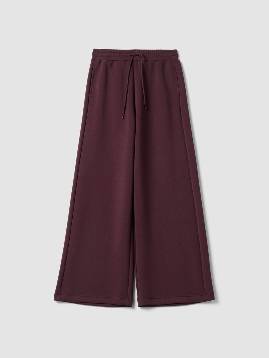 Violette Wide-Leg-Hose aus elastischem Modal mit Kordelzug_4