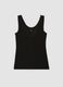 Black stretch viscose vest top with deep V-neck lace trim_4