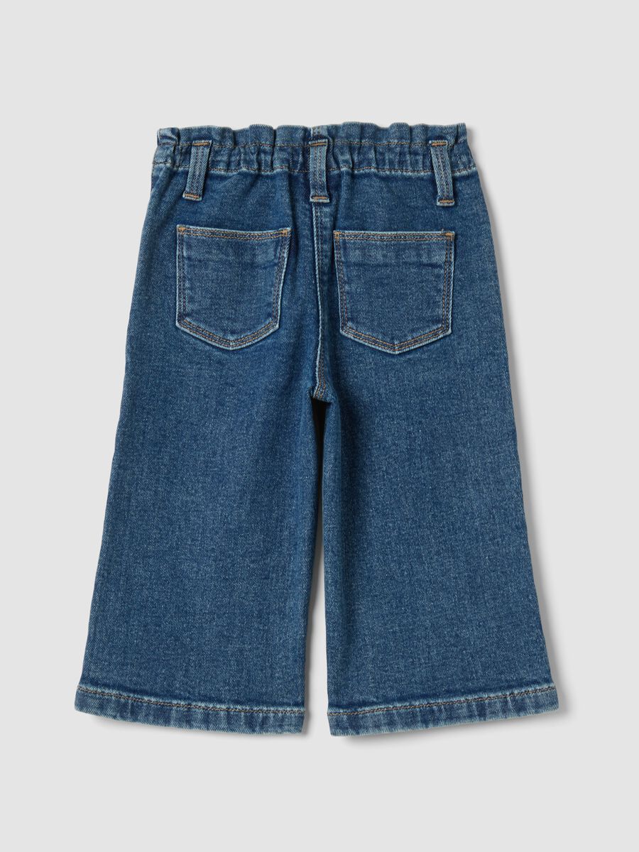 Blue wide-leg jeans in stretch cotton_1
