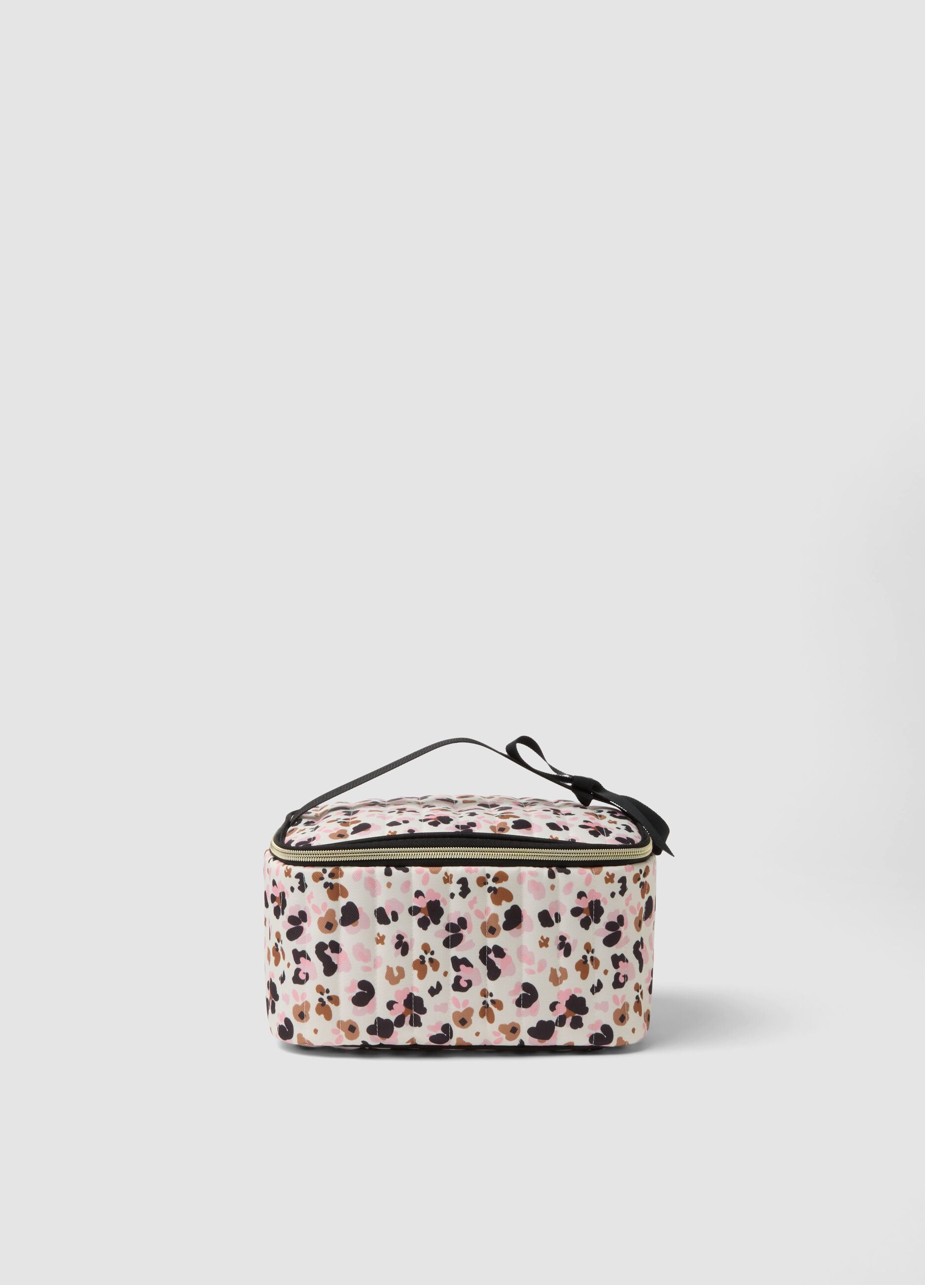 White animal-print beauty case