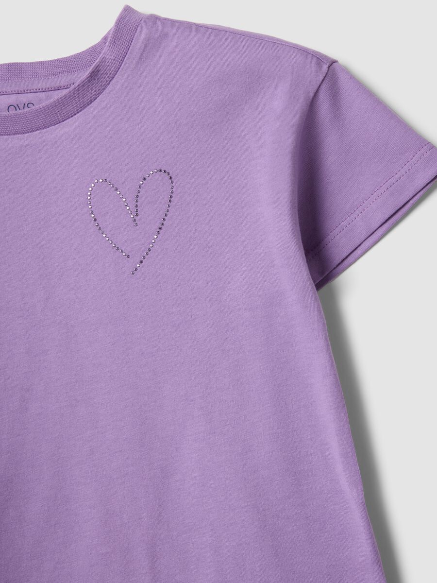 Purple pure cotton set with T-shirt and leggings_2