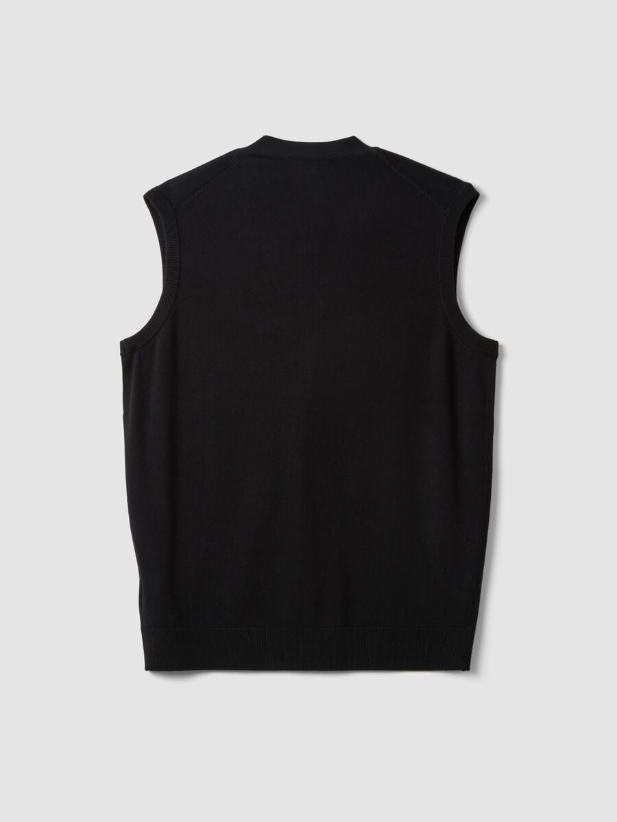 Black viscose-blend waistcoat with deep V-neck regular fit_5
