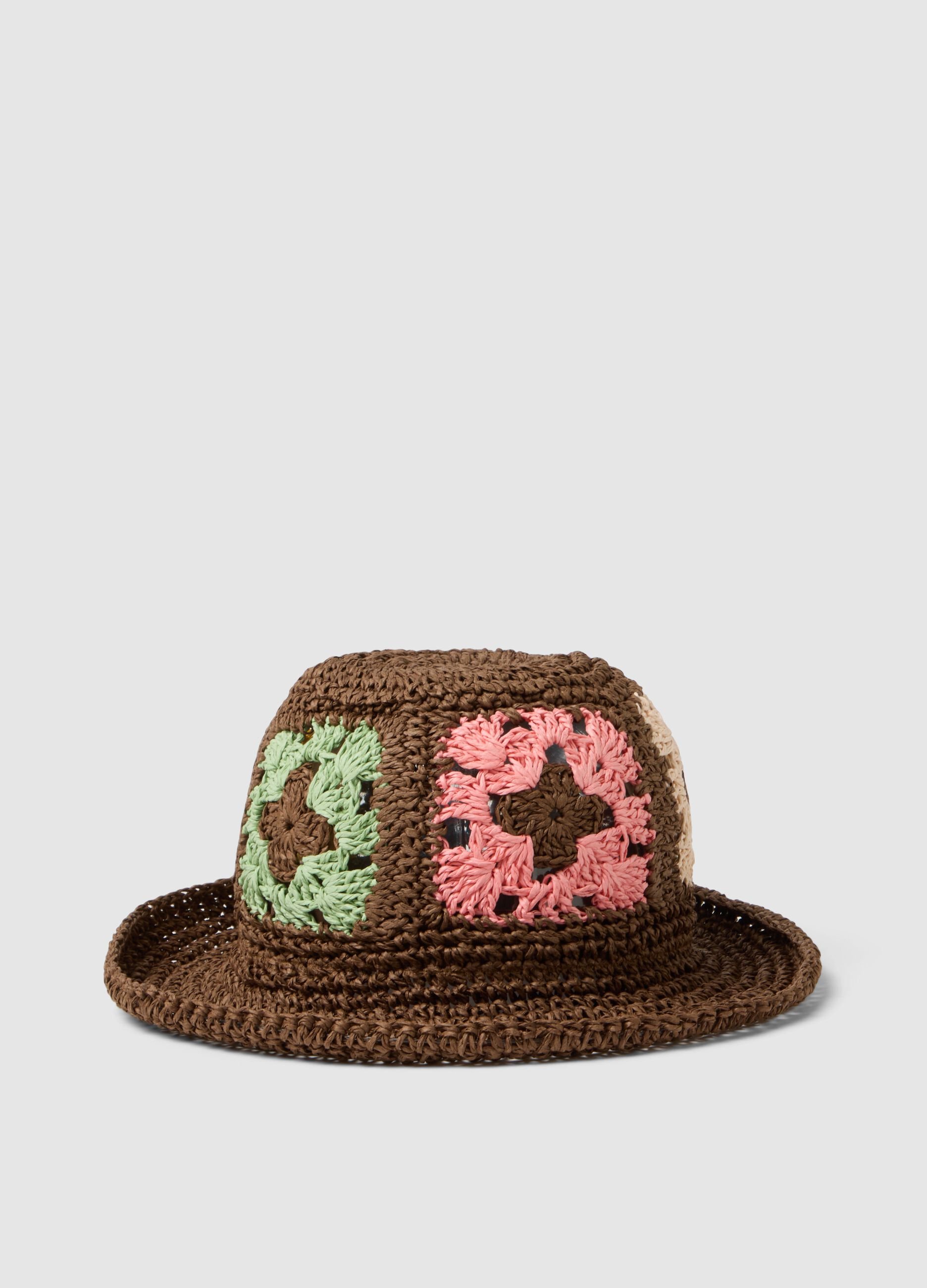 Multicolour knitted paper blend fabric hat