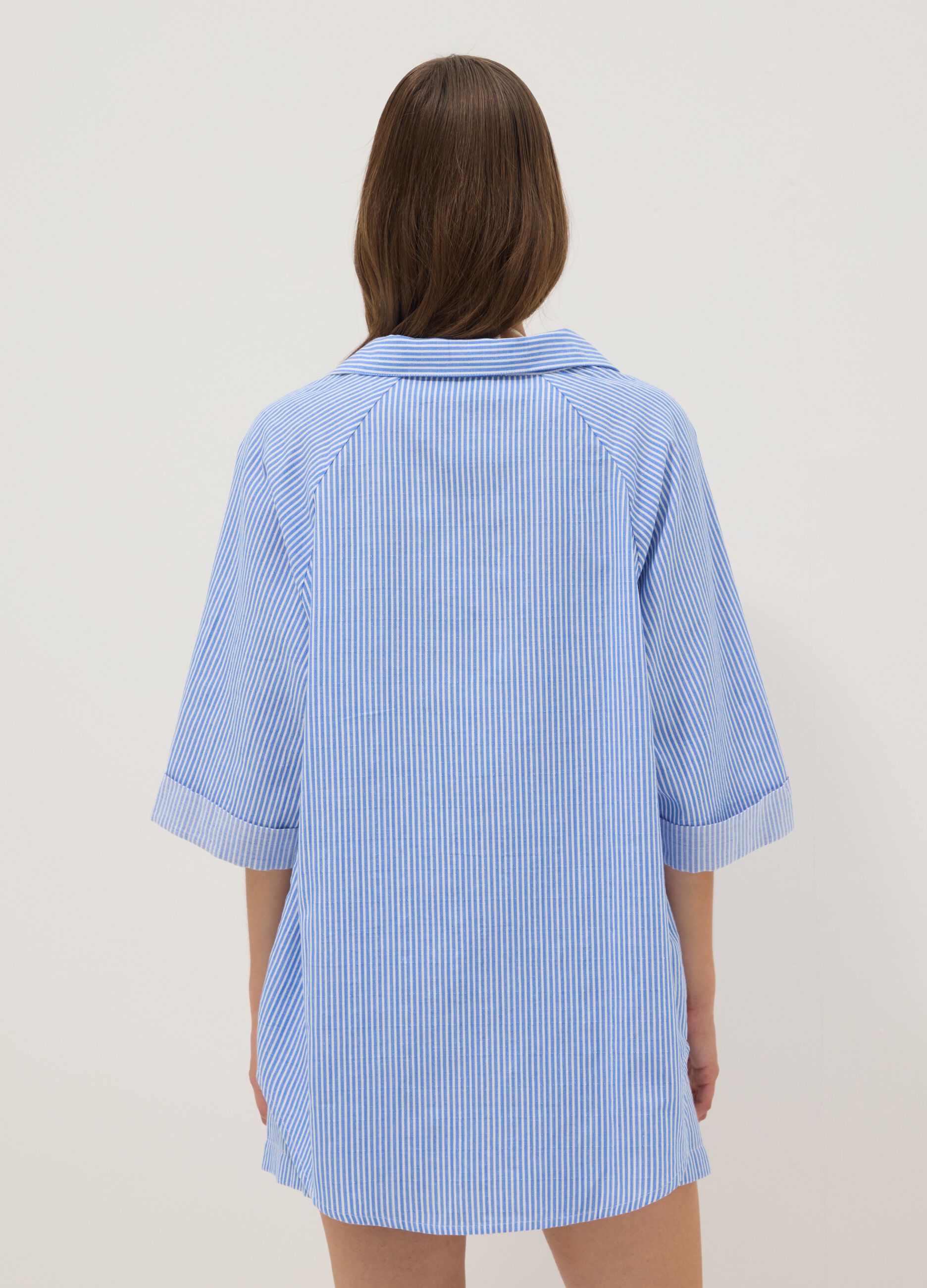 Blue striped pure cotton kaftan