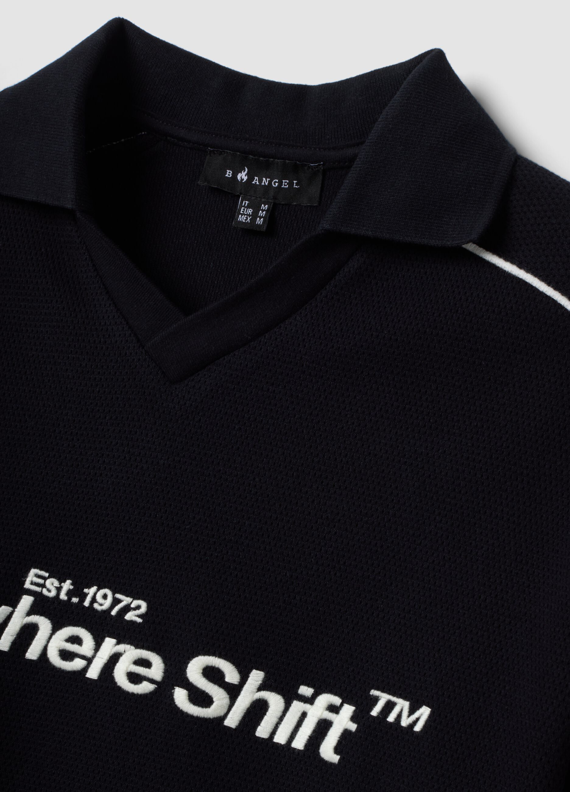 Black pure cotton oversized short-sleeve polo shirt