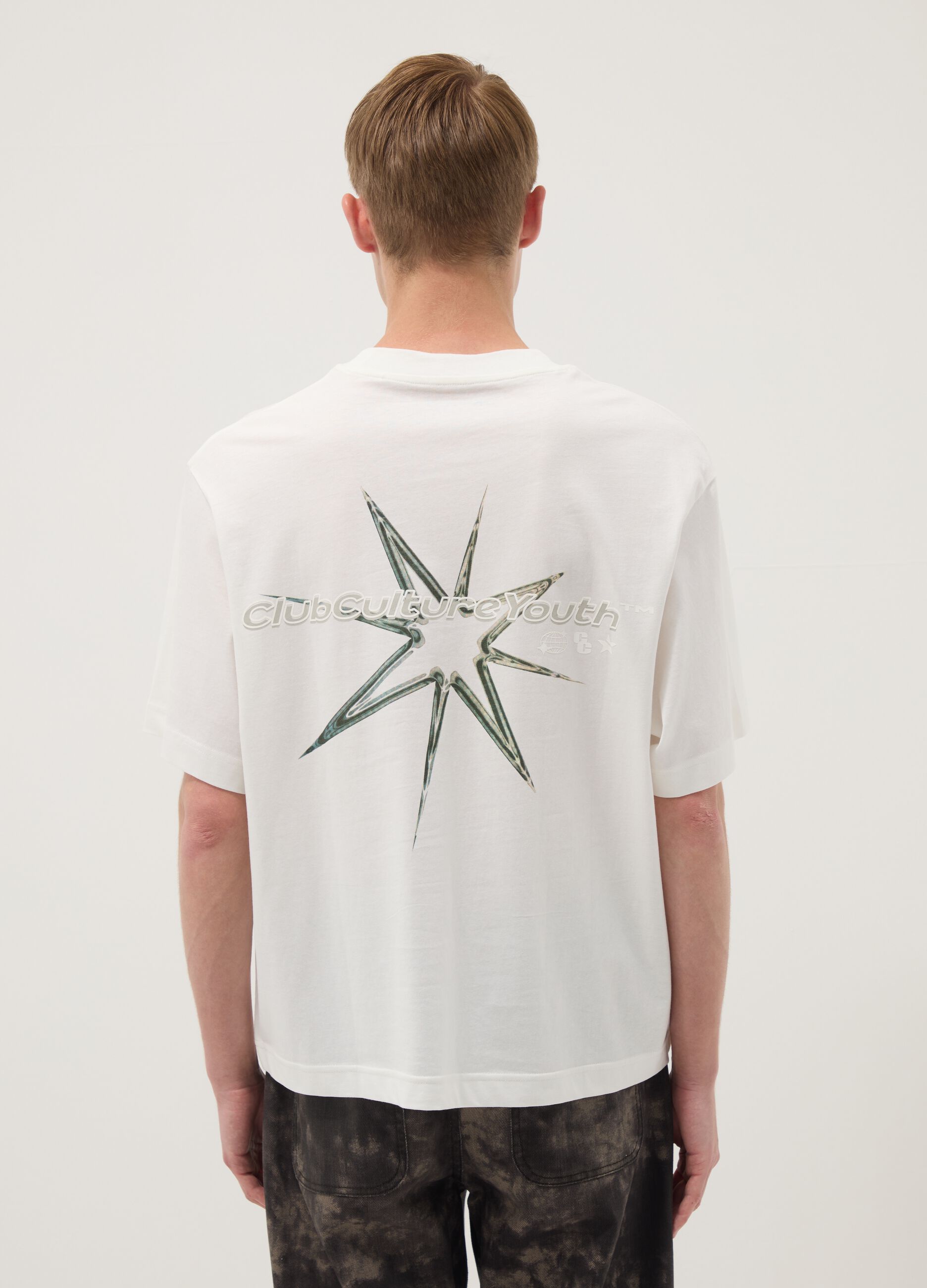 White short-sleeve T-shirt in pure cotton