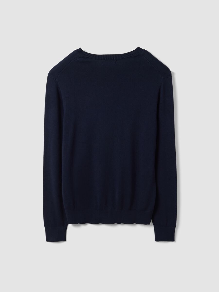 Blue viscose-blend V-neck jumper, regular fit_2