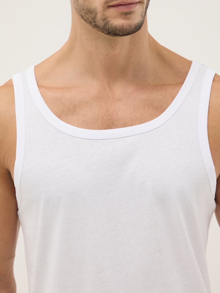 White Cotton Tank Top Tripack Regular Fit_0