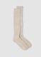 Beige ribbed knee-high socks in organic cotton blend_0